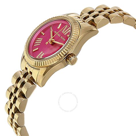 michael kors mini lexington pink faced gold watch|Petite Lexington Pavé Gold.